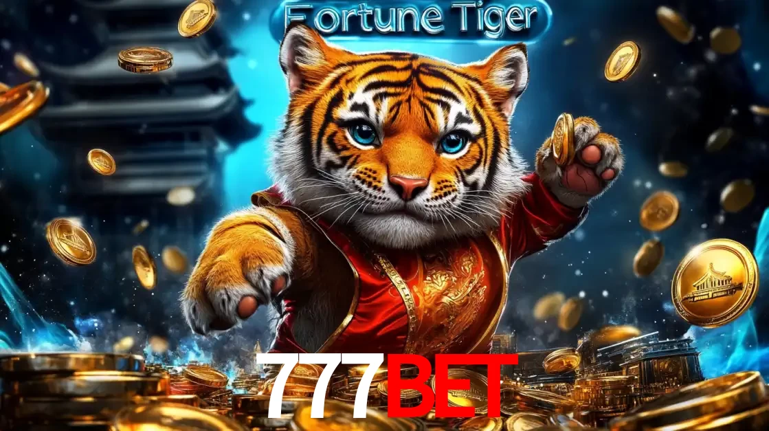 Imagem promocional do jogo de slot Fortune Tiger, com um tigre majestoso em traje tradicional cercado por uma fortuna em moedas de ouro, disponível agora no cassino 777BET.